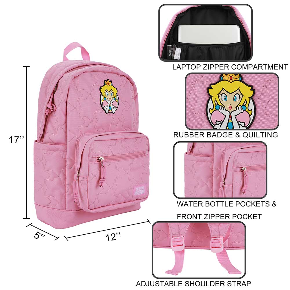 BioWorld Backpack Princess Peach Quilted Backpack BPF6F8ASMBPP00