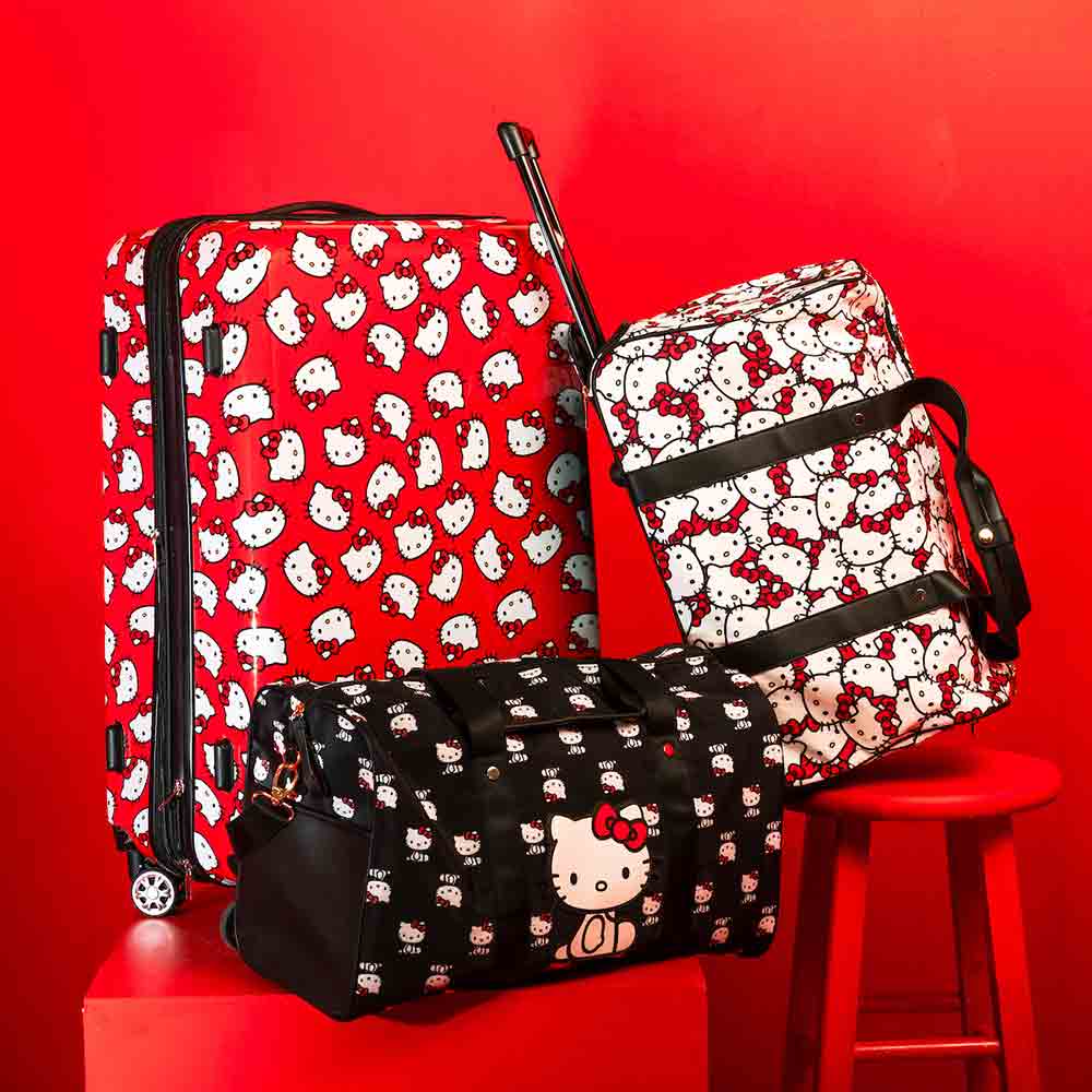BioWorld Tote Bag Hello Kitty AOP Black Travel Duffle Bag DBY63B9HKCPP00