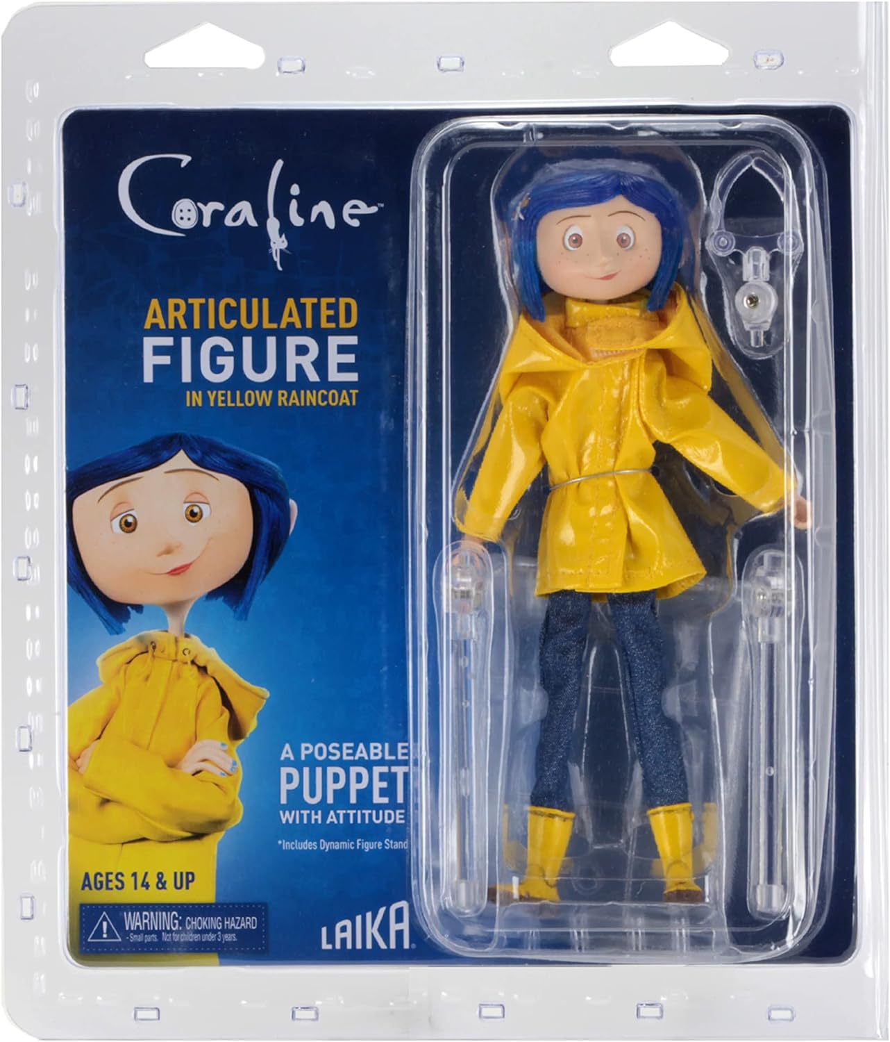 NECA Action Figure Laika Coraline 8" Articulated Action Figure In Yellow Raincoat 966N122220