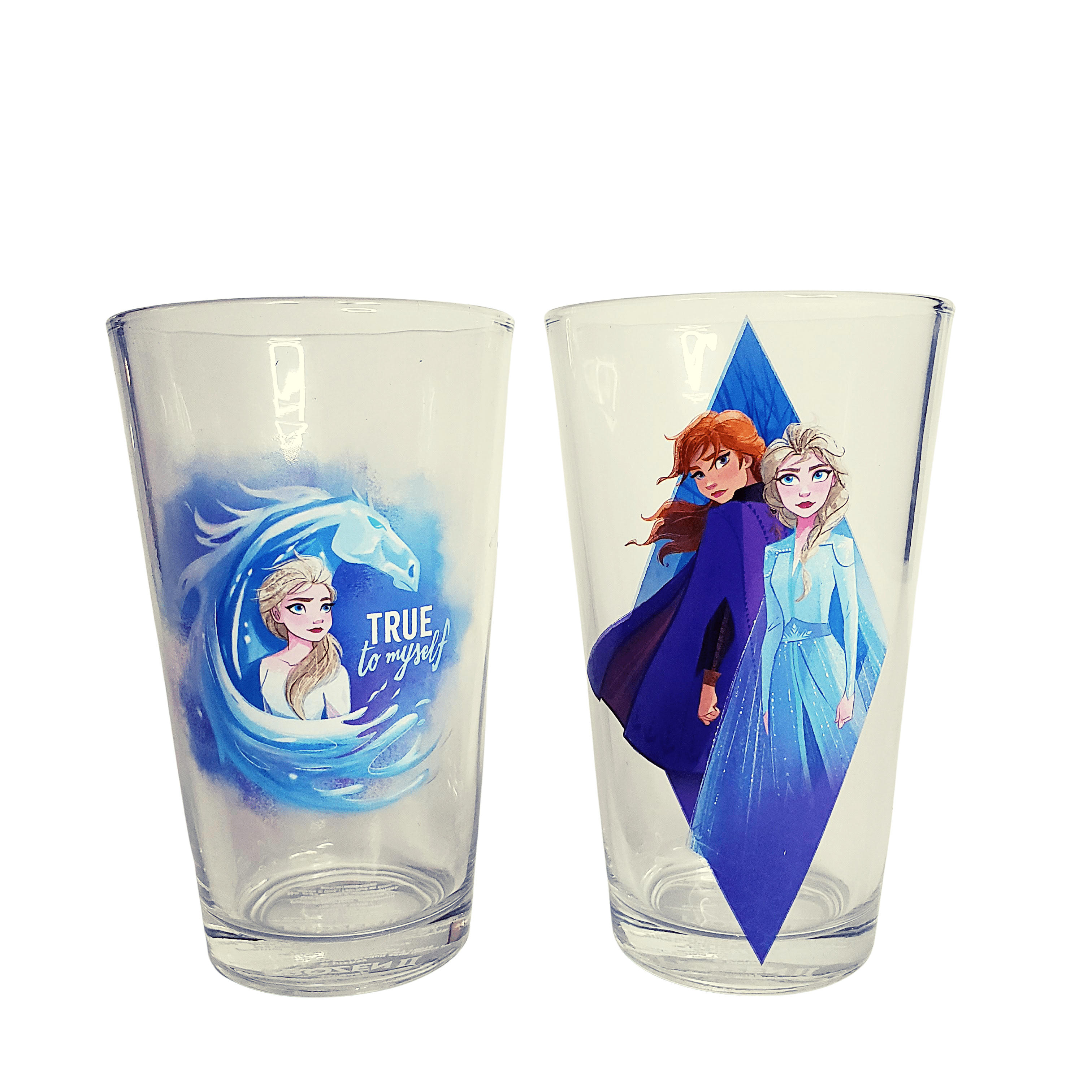 Disney Frozen Wine Glass, Elsa, Hand Painted, Cobalt Blue 