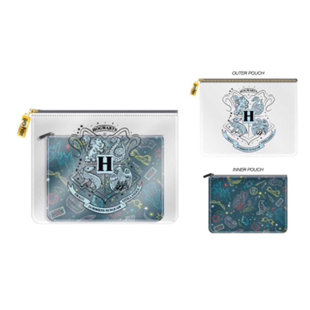 Silver Buffalo Pouch Harry Potter 2-in-1 Top Zip Pouch Set Hogwarts