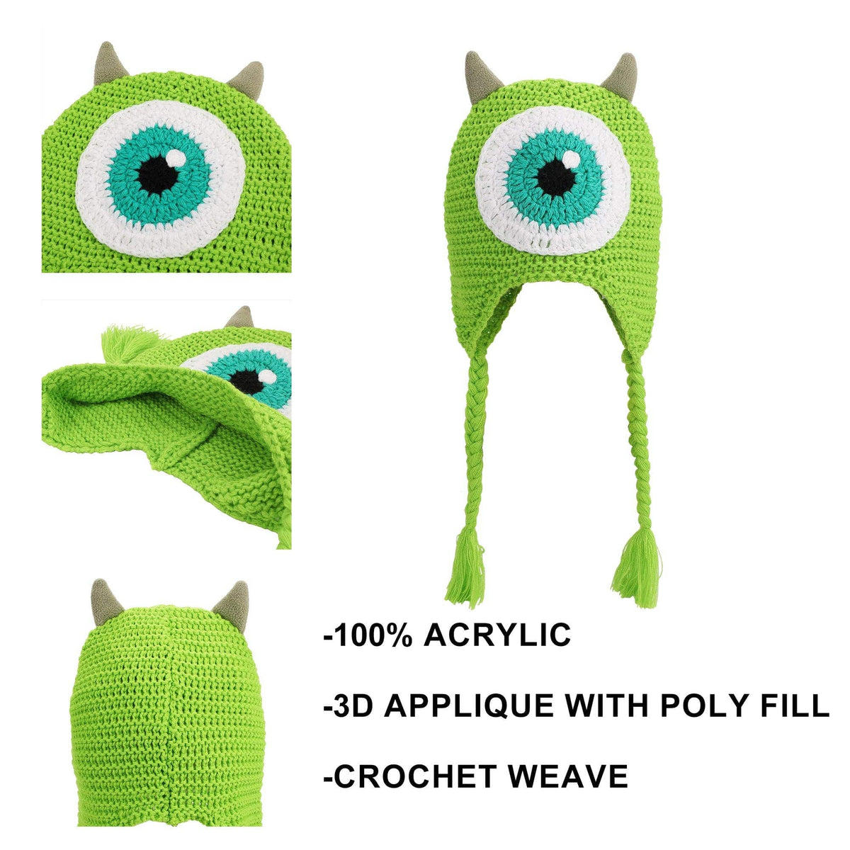 Bioworld Merchandising Bioworld Disney Pixar Monsters Inc Mike Wazowski Big Face Laplander Hat with Fleece Horns KCM70BRDSXPP00