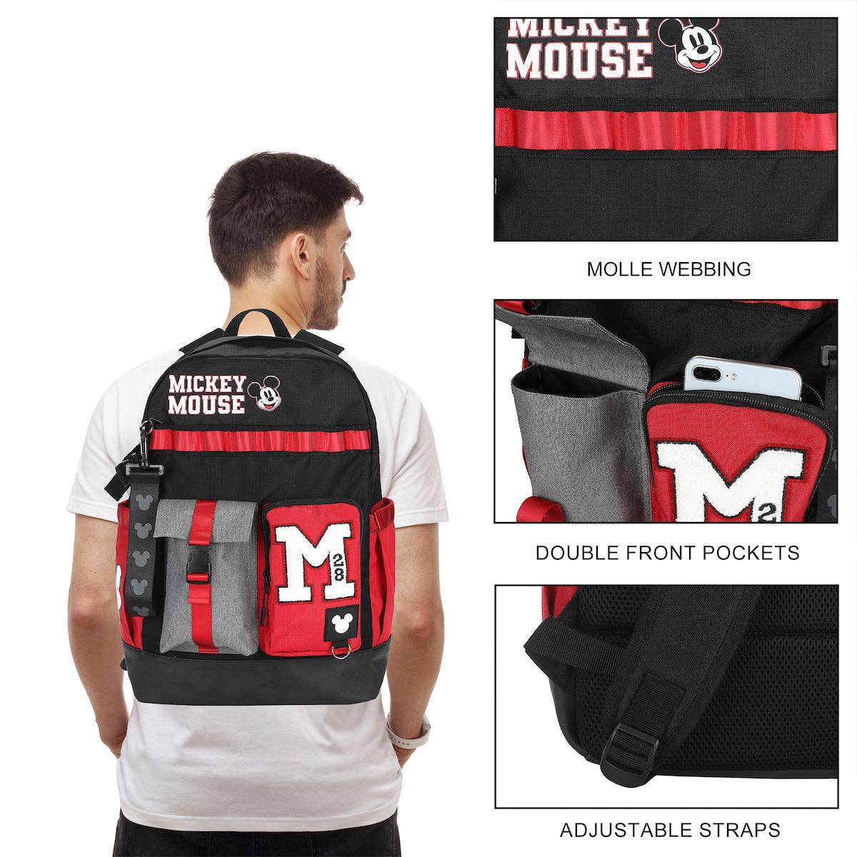 Bioworld Merchandising Backpack Disney Mickey Mouse M 18.5" Adult Black & Red Backpack BPAAJXCDSYPP00