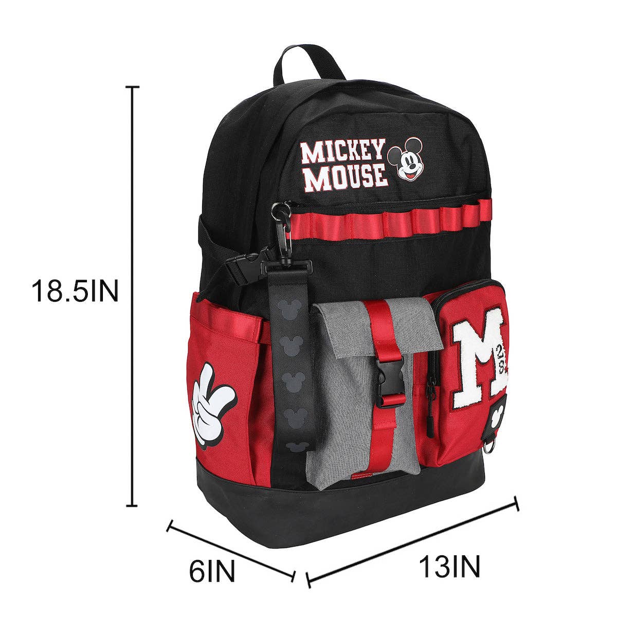 Bioworld Merchandising Backpack Disney Mickey Mouse M 18.5" Adult Black & Red Backpack BPAAJXCDSYPP00