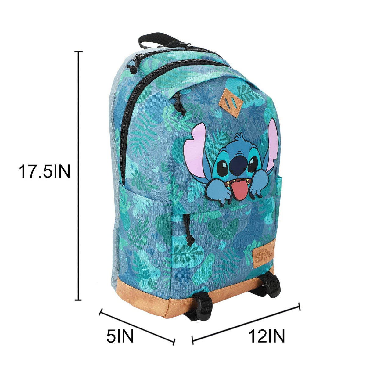 Bioworld Merchandising Backpack Disney Stitch Tropical Print 17.5" Hooded Backpack BPA7XRWDSCPP00