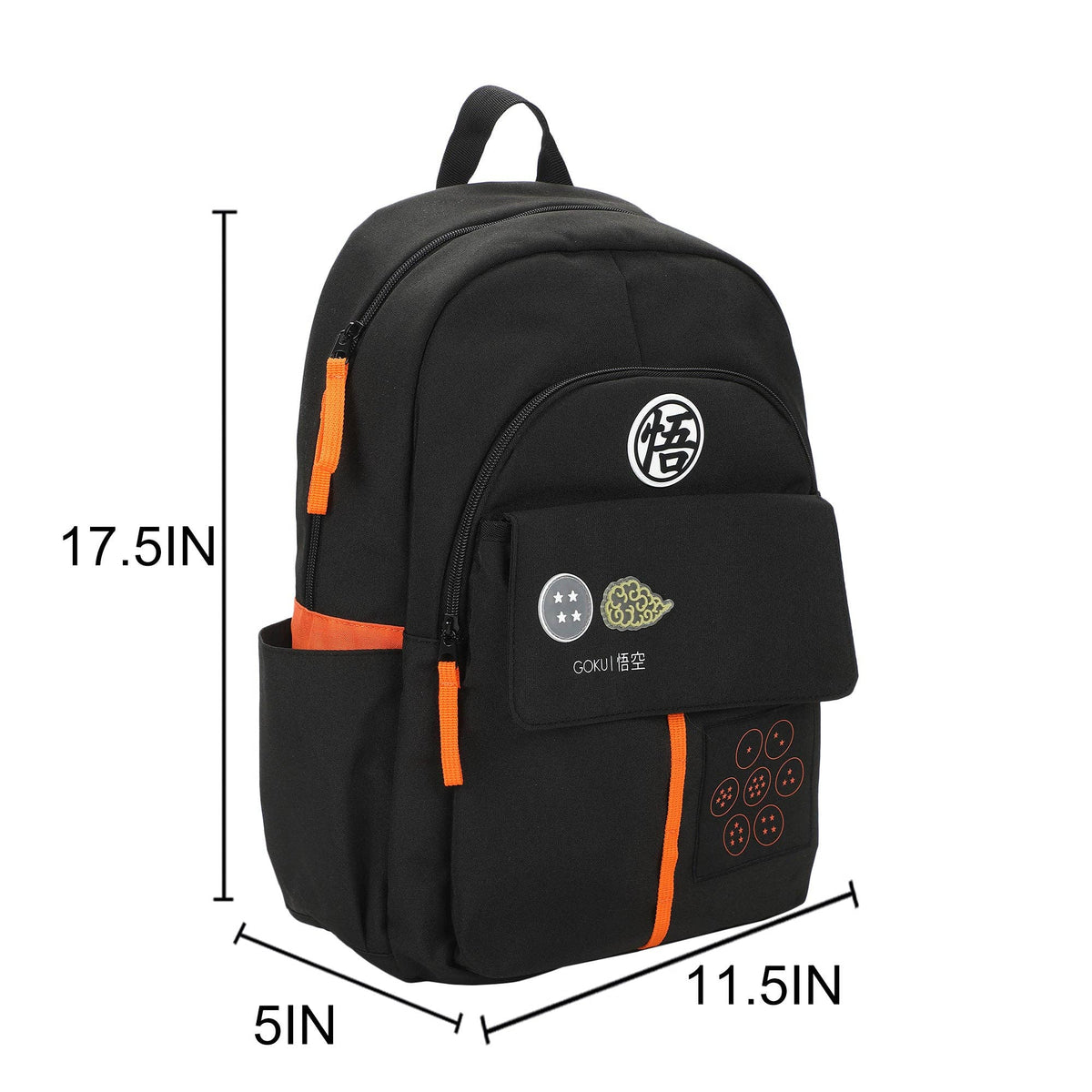 Bioworld Merchandising Backpack Dragon Ball Z Goku Symbols Black 17.5" Adult Commuter Backpack BPA9CS5DBZPP00
