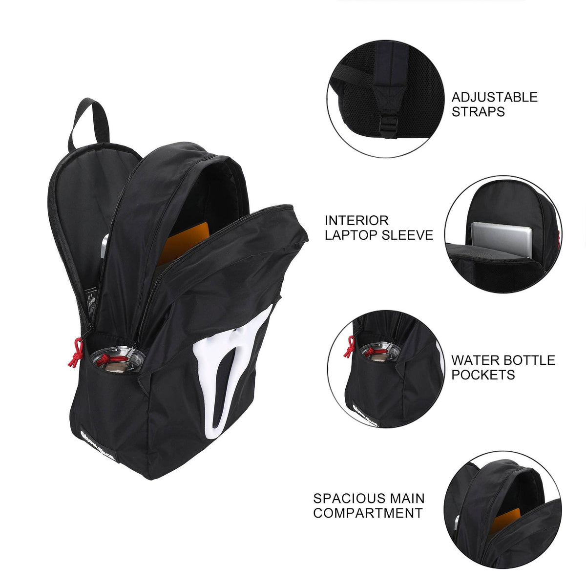 Bioworld Merchandising Backpack Ghostface Mask Black 18.5" Adult Novelty Character Backpack BPA9XWWGHFPP00