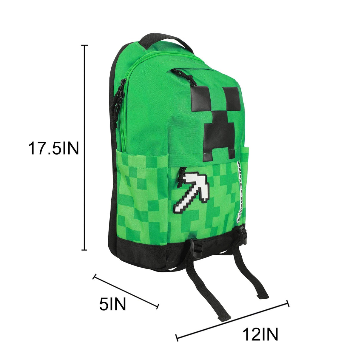 Bioworld Merchandising Backpack Minecraft Creeper & Pickax Green Adult 17.5" Backpack BPA5R2MMNCPP00