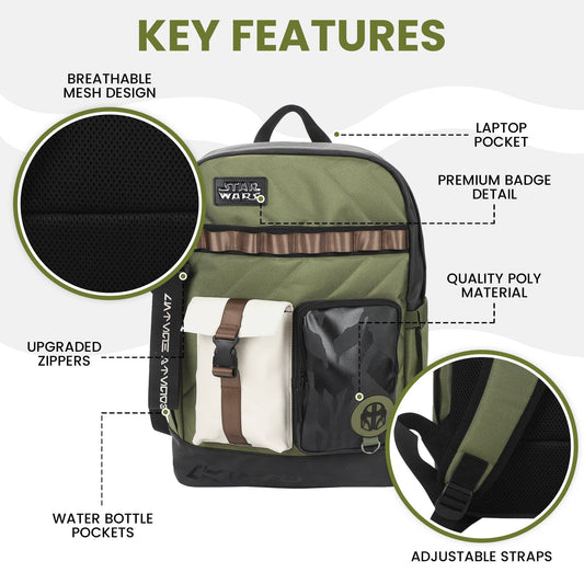 Bioworld Merchandising Backpack Star Wars The Mandalorian Green 18.5" Backpack BPAAJXESTWPP00