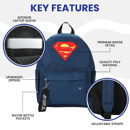 Bioworld Merchandising Backpack Superman Logo 16.5" Adult Blue Backpack BPA9CTRSPMPP00