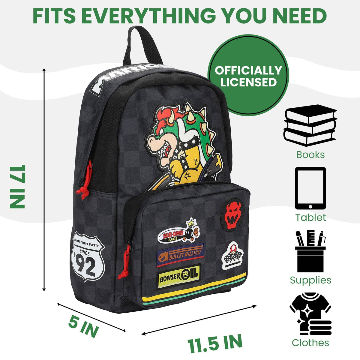 Bioworld Merchandising Backpacks Mario Kart Novelty Bowser Kart Inspired Adult 17" Backpack BPA6XF9NTNPP00