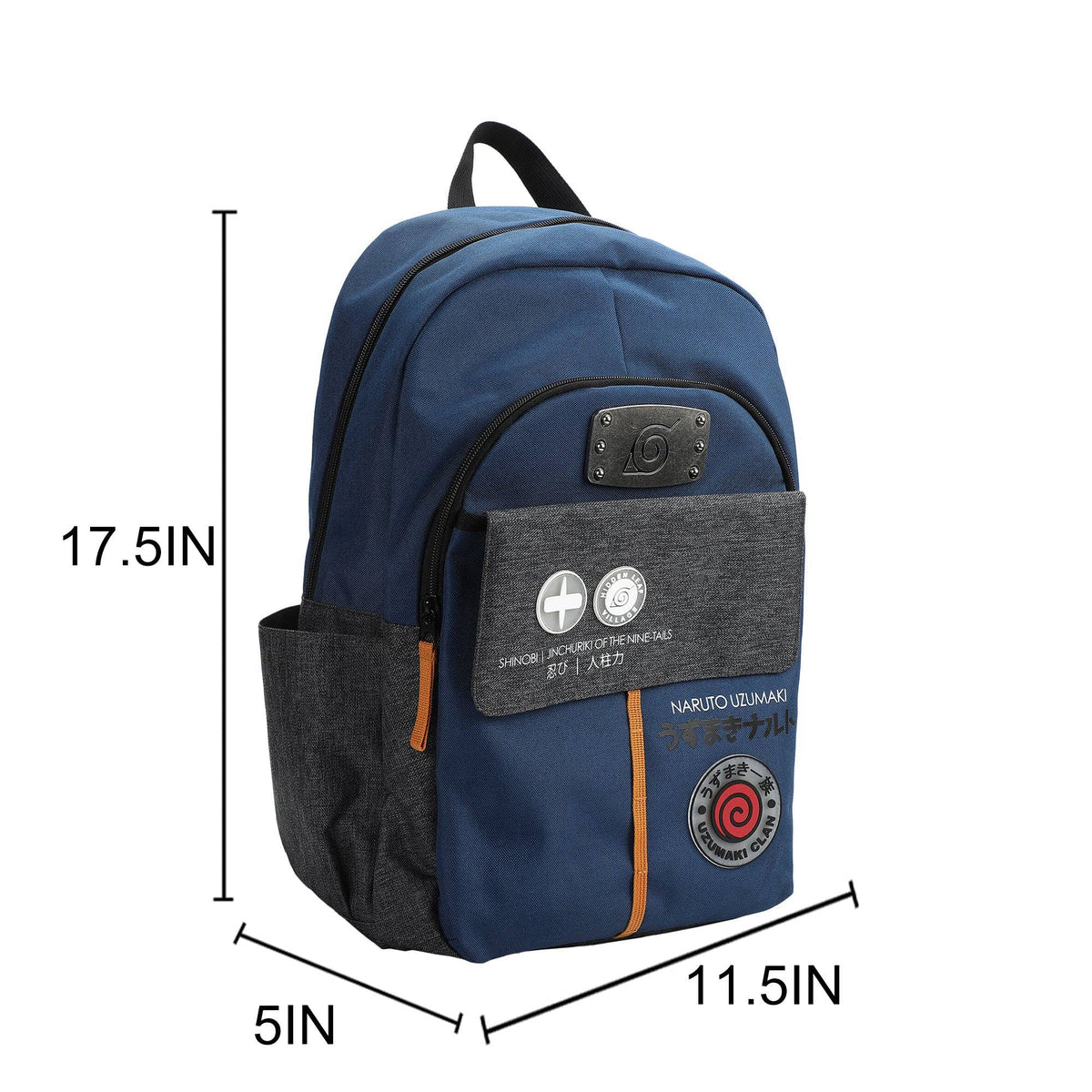 Bioworld Merchandising Backpacks Naruto Shippuden Shinobi Symbols Blue 17.5" Adult Commuter Backpack BPA9CTQNARPP00