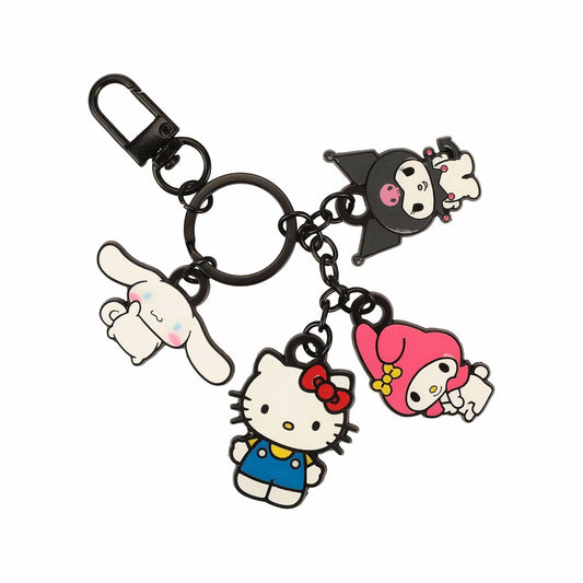 Bioworld Merchandising Hello Kitty My Melody Kuromi And Cinnamoroll Enamel Fill Multi Charm Keychain KEU9FERHSRPP00