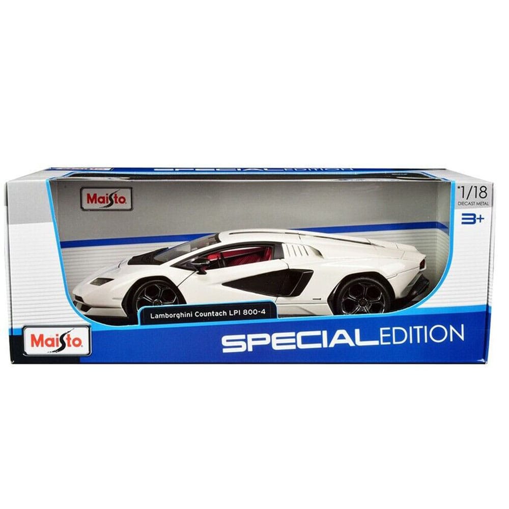 Maisto Diecast Car Maisto Special Edition 1:18 Scale Diecast Car - Lamborghini Models MAC46629LCOB-SB Countach LPI 800-4 Bianco - Stock Base