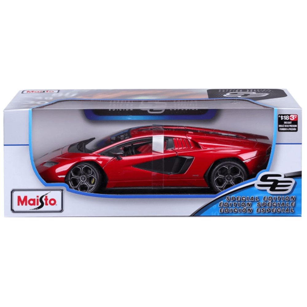 Maisto Diecast Car Maisto Special Edition 1:18 Scale Diecast Car - Lamborghini Models MAC46629LCOR-SB Countach LPI 800-4 Rosso - Stock Base