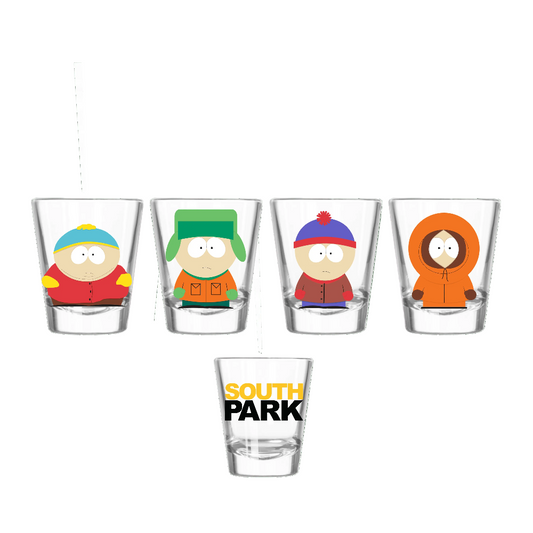 Silver Buffalo South Park Main Characters Poses 4pc. 1.5oz. Mini Glass Set SPK80264 : SPK80264-CI012SB