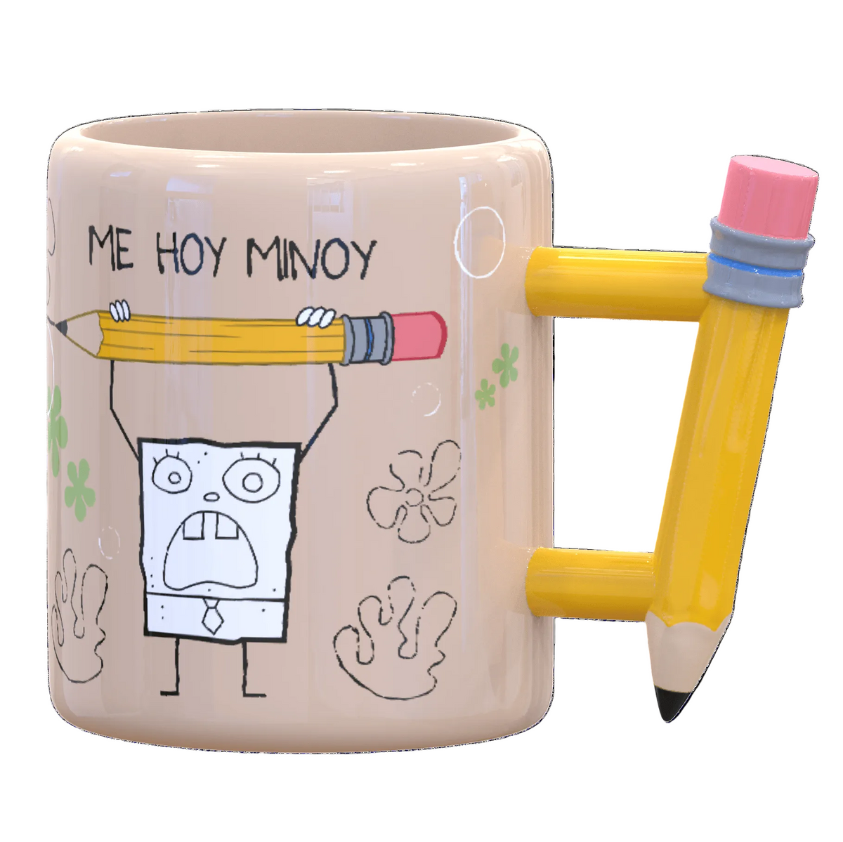 Silver Buffalo SpongeBob Doodle Bob 20oz Sculpted Handle Ceramic Mug SG1959E5 : SG1959E5-CI012SB-TK