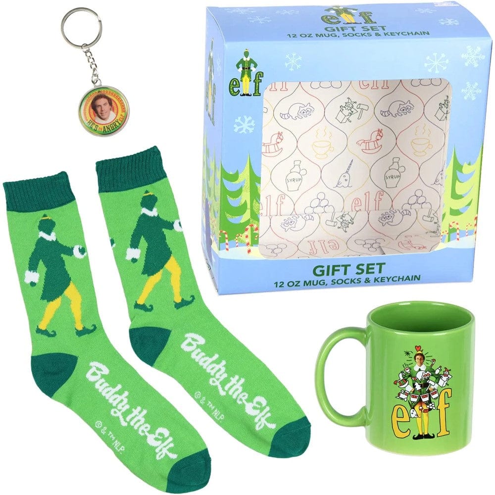 CultureFly Mug Buddy The Elf Mug, Socks & Keychain Gift Set CF152992BE