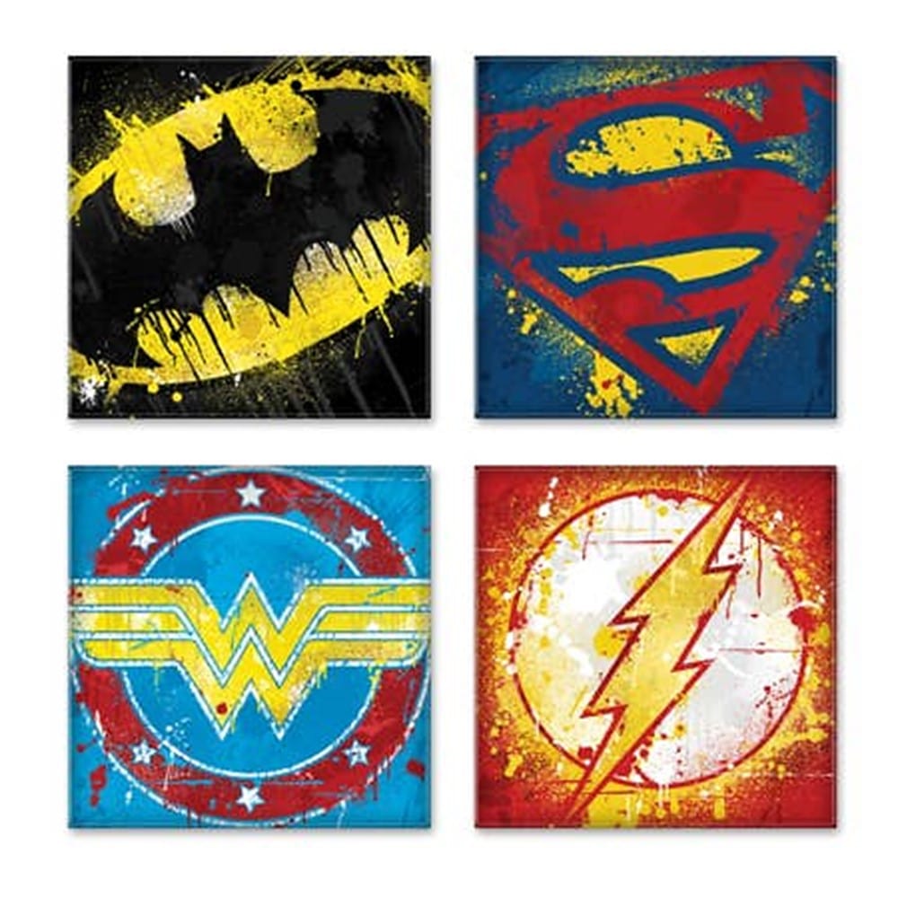 Silver Buffalo Coasters DC Comics Superhero Emblems Glass Coasters 4-pack DC11175A