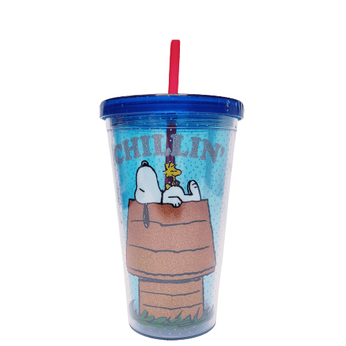 Silver Buffalo Tumbler Charles Schulz Peanuts Snoopy Glitter Tumbler 16oz