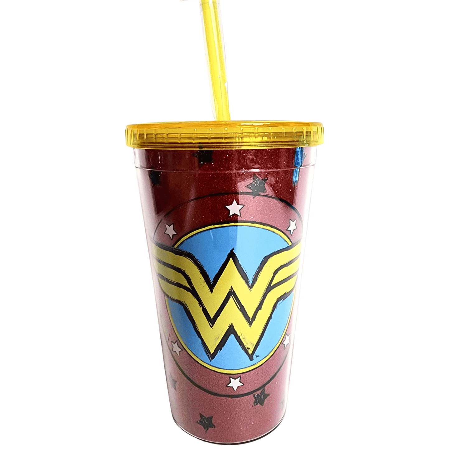 Silver Buffalo Tumbler DC Comics Wonder Woman Glitter Tumbler With Straw WW113282G