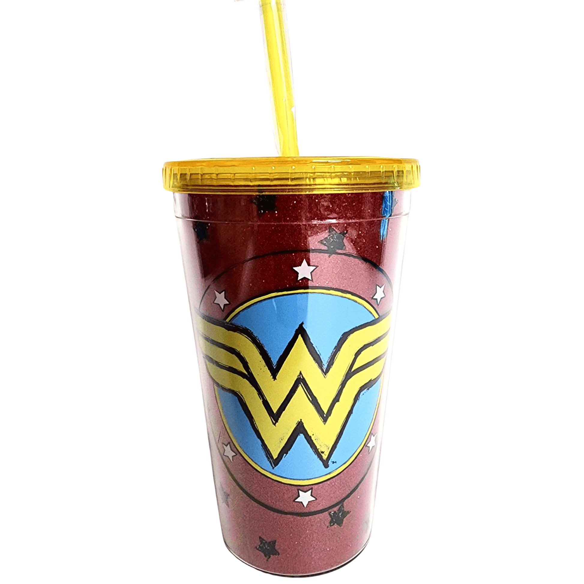 Silver Buffalo Tumbler DC Comics Wonder Woman Glitter Tumbler With Straw WW113282G