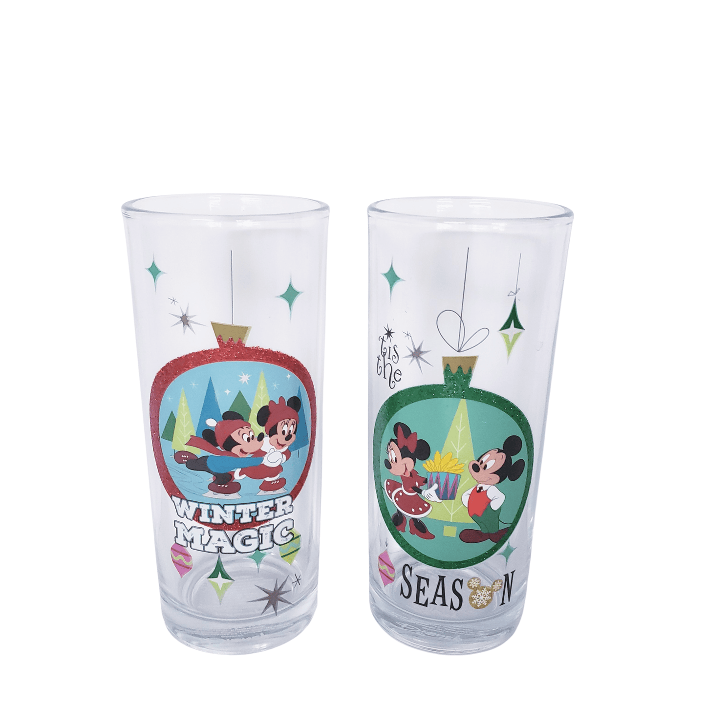 Mickey & Minnie Mouse Christmas Glassware 4pk