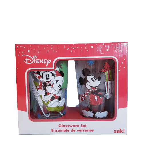 Disney Mickey & Minnie Mouse Pint Glassware Set 16oz Holidays